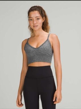 LULULEMON Ebb To Street Bra *Light Support C/D Cup Heathered Black/White Sz 10